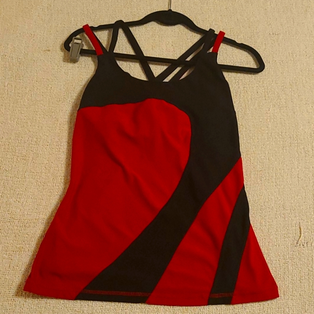 Xersion- Activewear Tank Top- Red/Black- LG